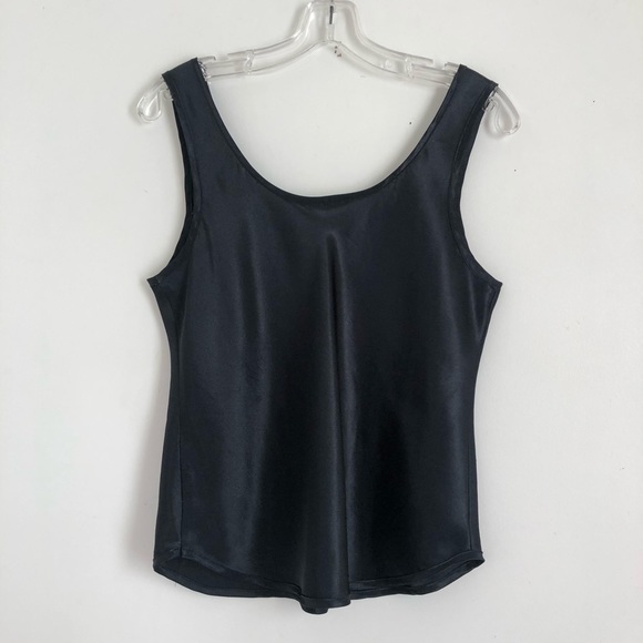 Vintage Black Satin Embroidered Lingerie Tank Top - Picture 3 of 3